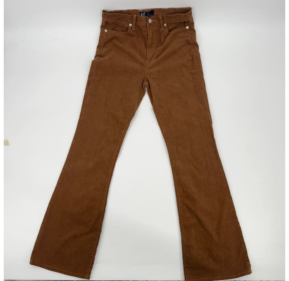 GAP 70s Flare Corduroy Pants Womens 4 27R Brown High Rise Retro Boho